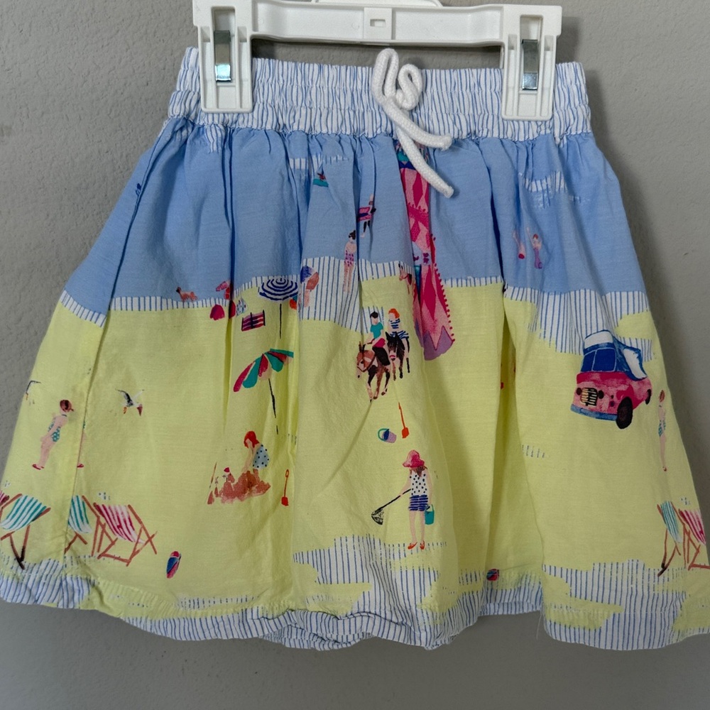 Joules Girl’s Colorful Beach Scene Skirt with Horses Sz 3-4